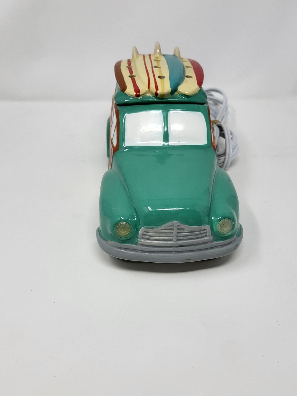 Scentsy Green Ceramic Surf Wagon Night Light with Colorful Surfboards